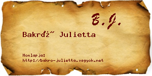 Bakró Julietta névjegykártya